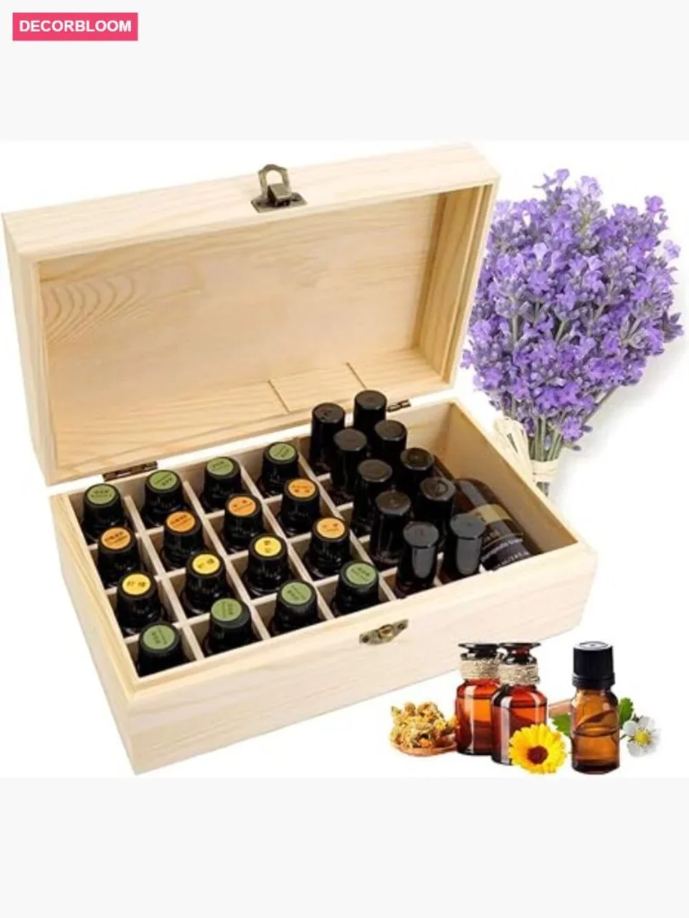 Wooden Essential Oil Storage Box Holds 36 Bottles Travel Case Display Organizer